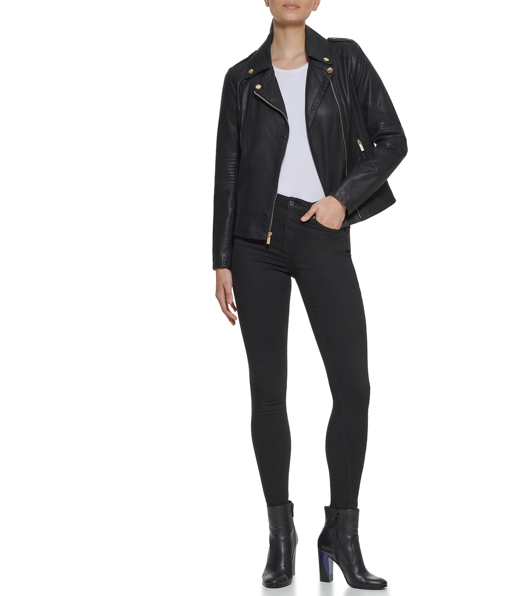 Faux Leather Asymmetrical Zip Moto