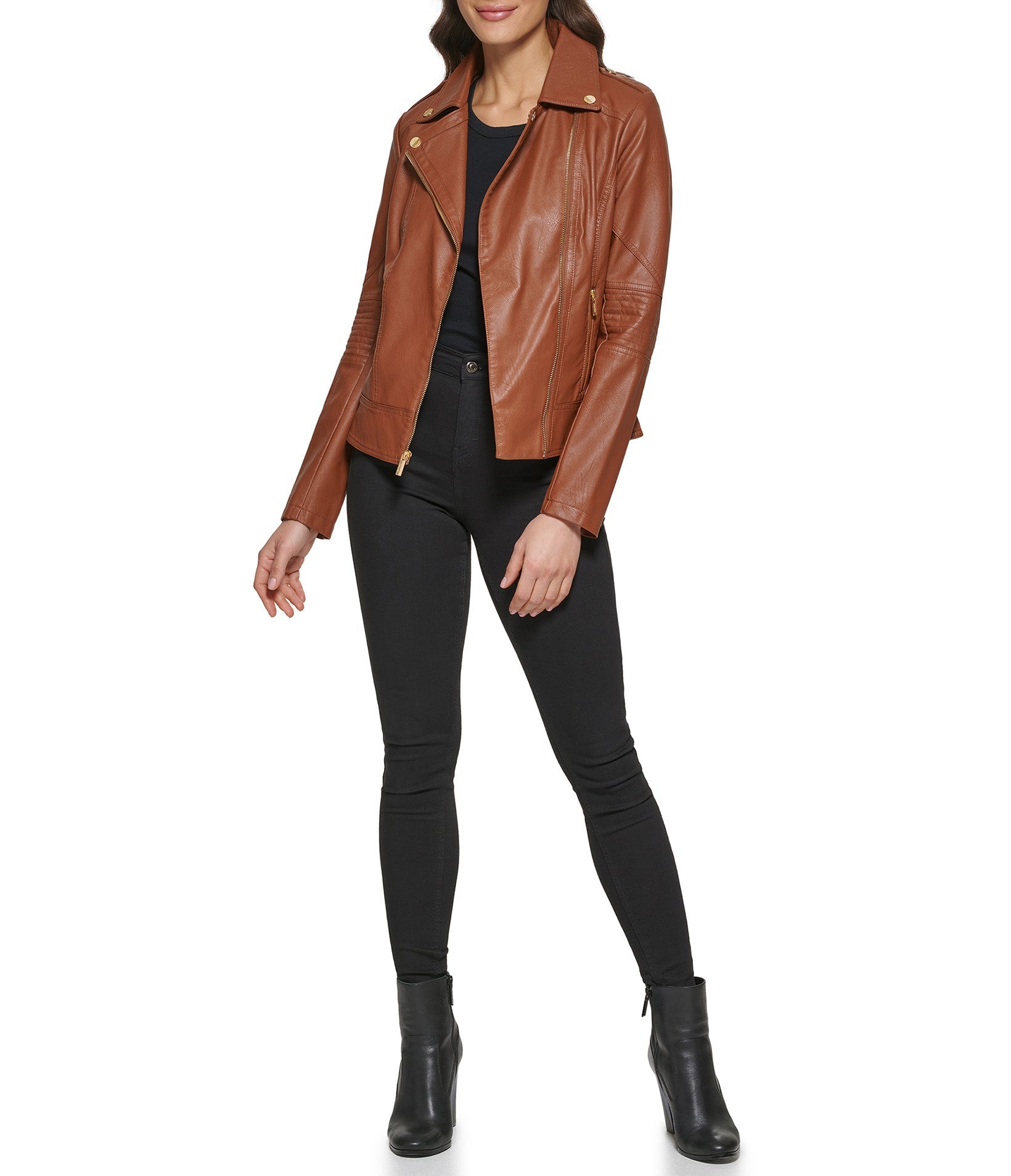 Faux Leather Asymmetrical Zip Moto