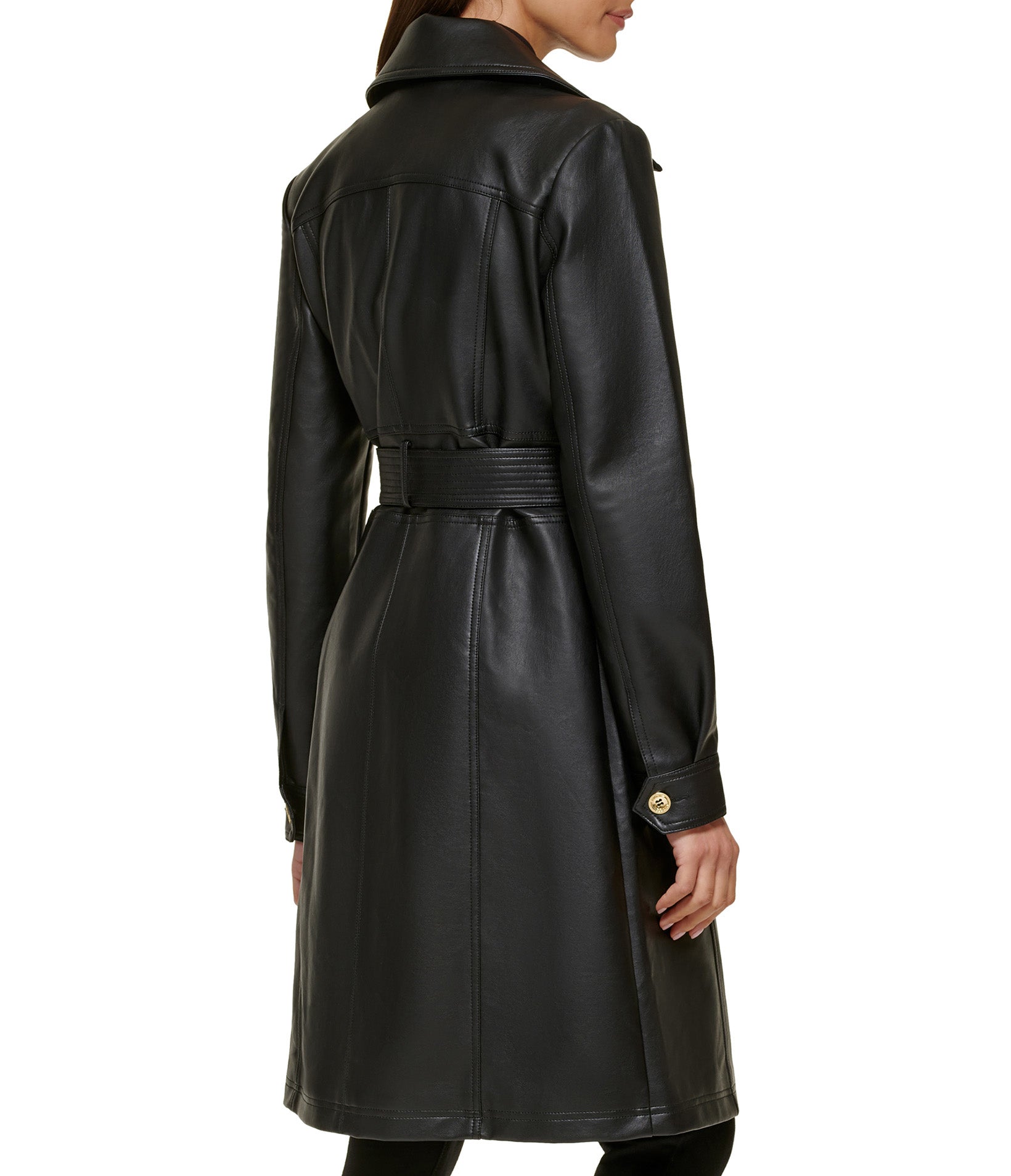 Faux Leather Belted Trench