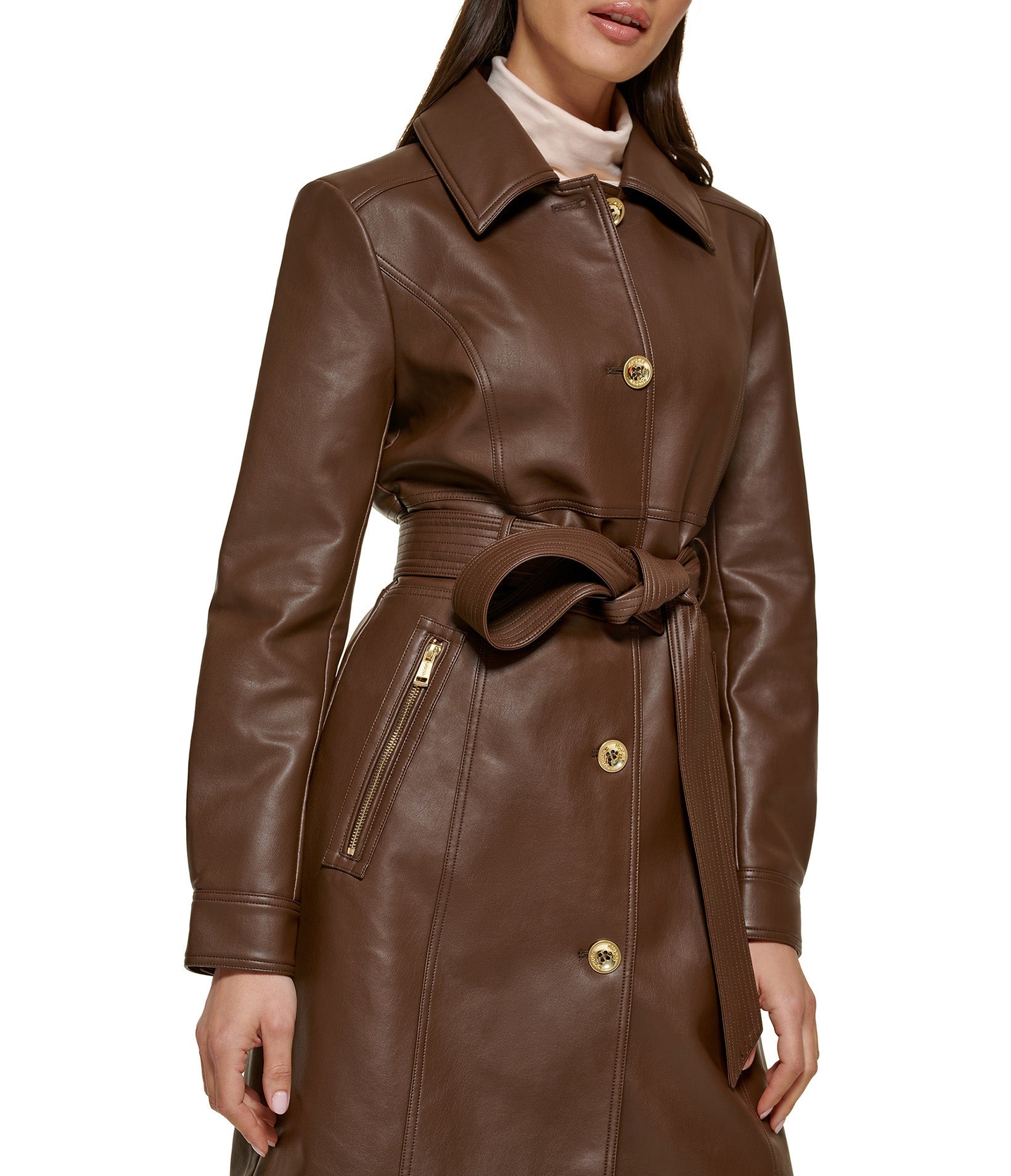 Jones new york leather belted trench coat hotsell