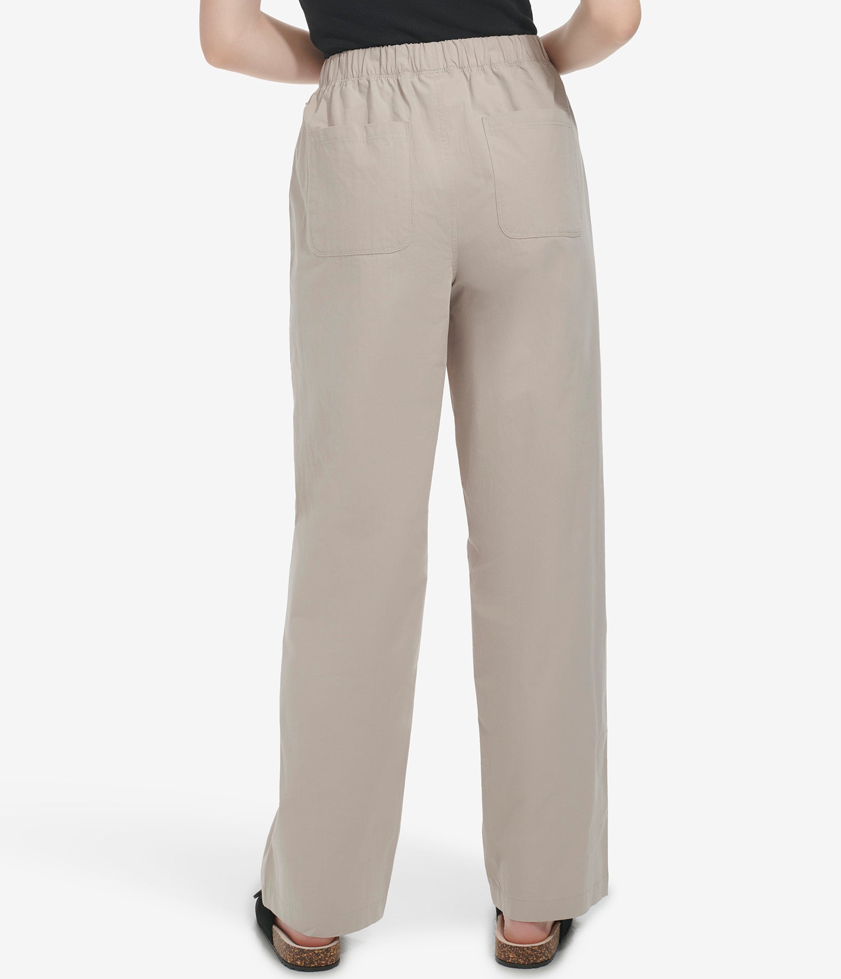 Pull On Wide Leg Poplin Pant