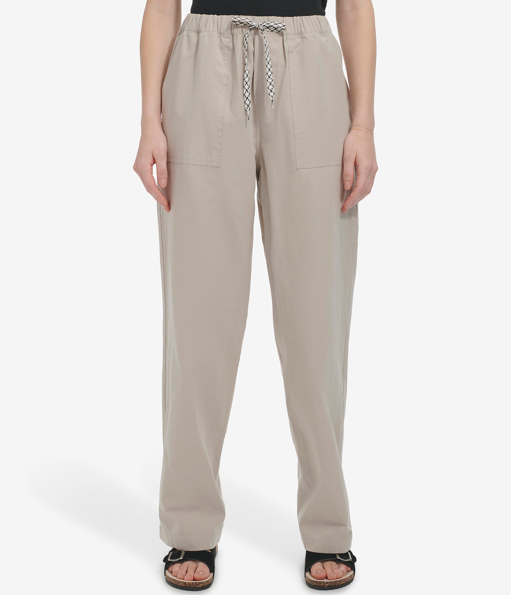 Pull On Wide Leg Poplin Pant