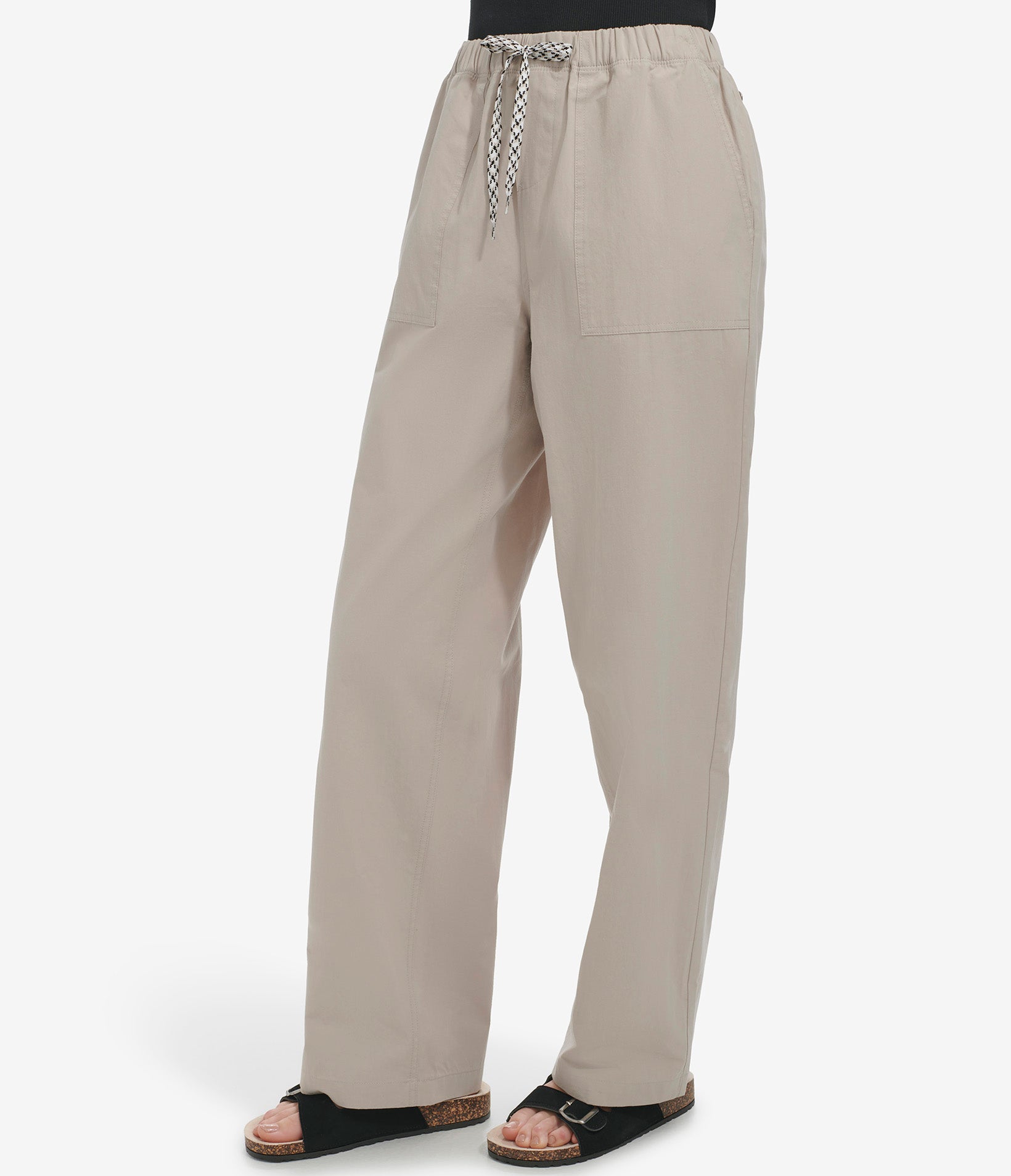 Pull On Wide Leg Poplin Pant