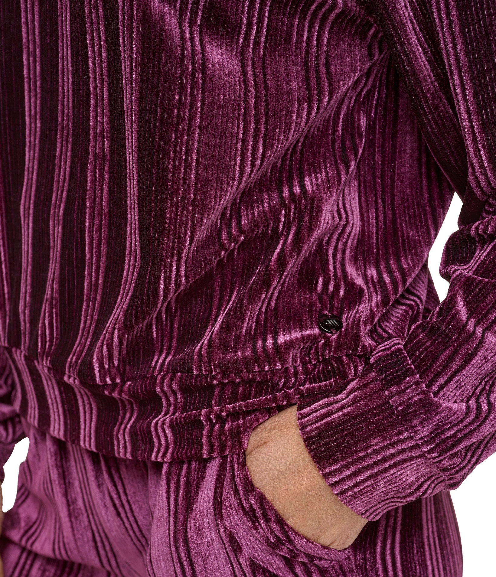 Ribbed Velvet Long Sleeve Top