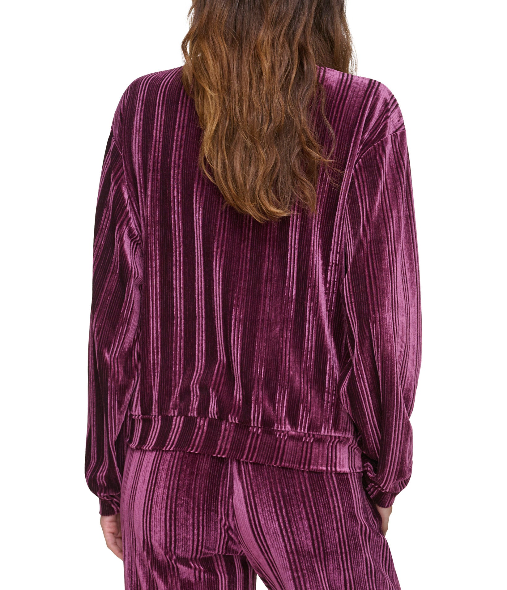 Ribbed Velvet Long Sleeve Top