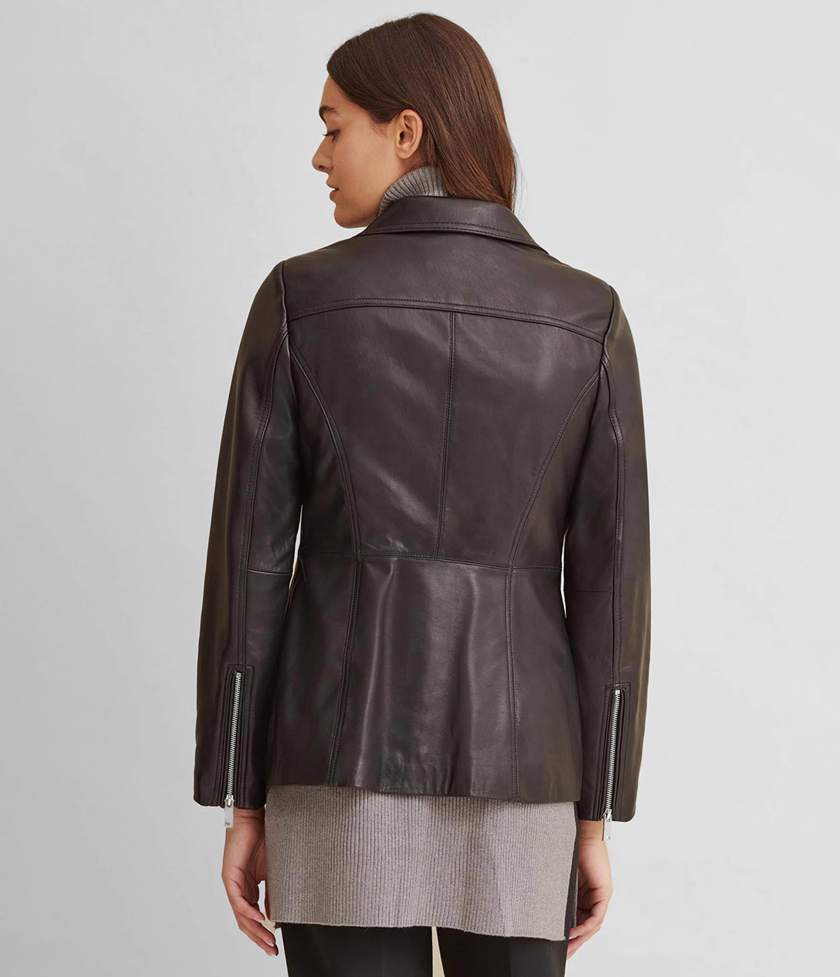 Convertible Collar Leather Jacket