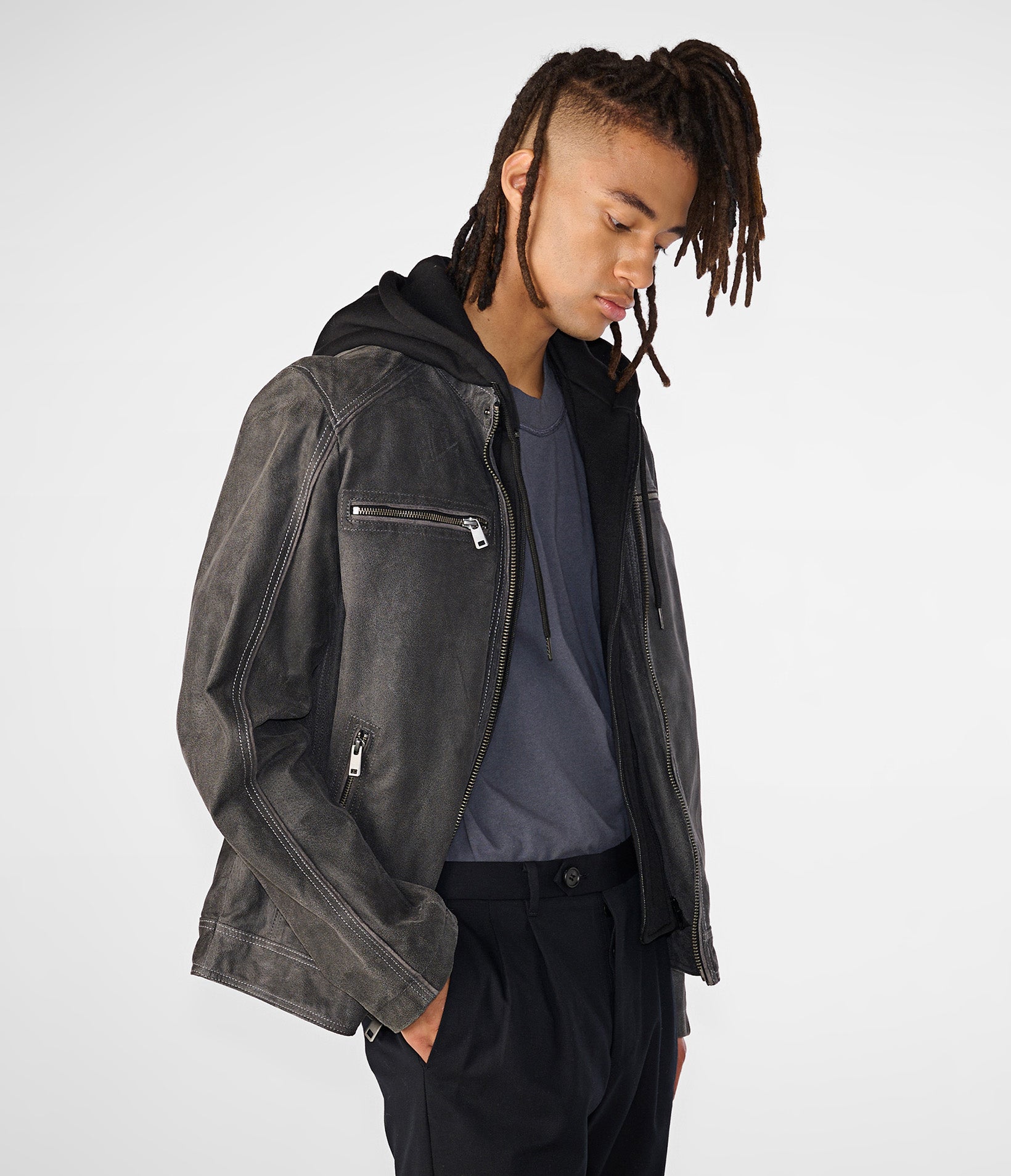 Jake Hooded Leather Jacket