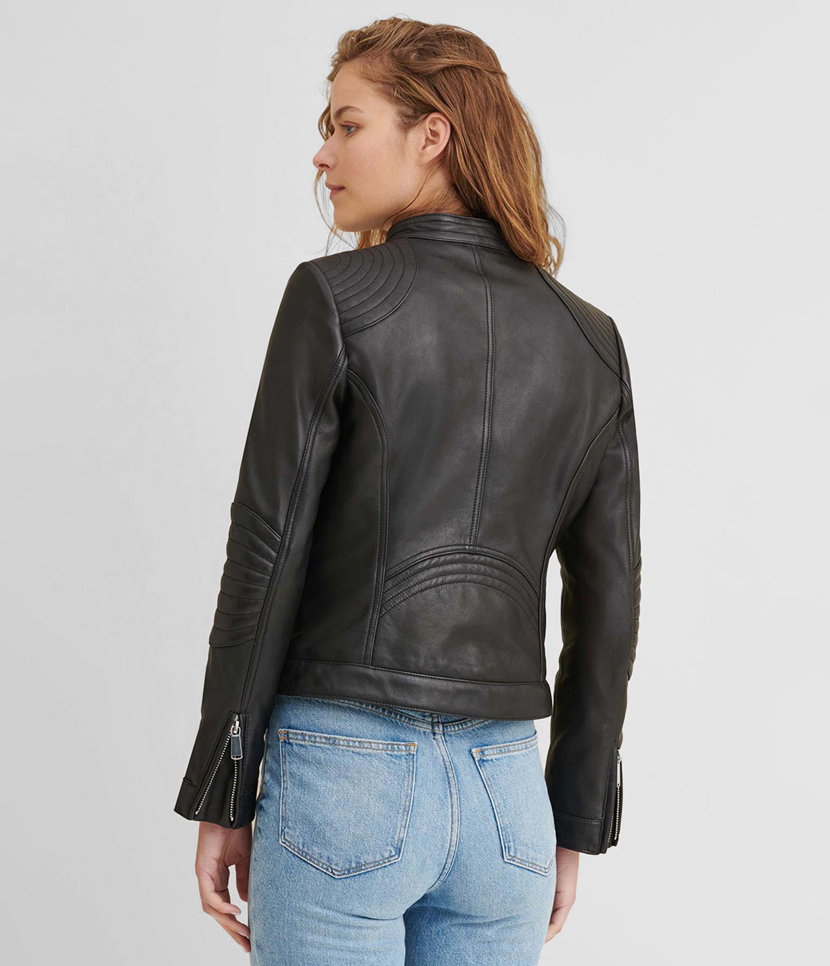 Leather Jacket With Quilted Shoulder