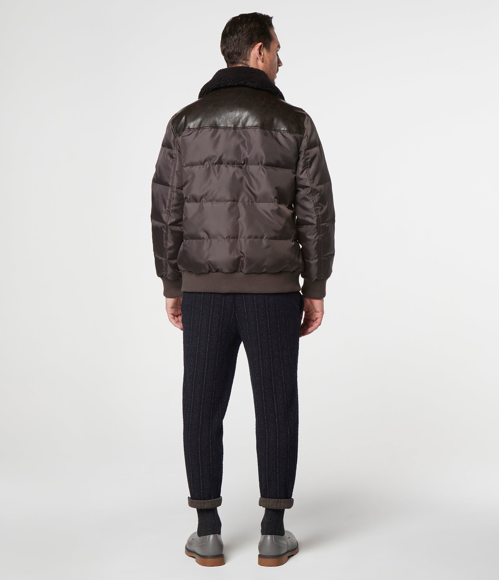 Beaumont Fabric Blocked Bomber With Faux Sherpa