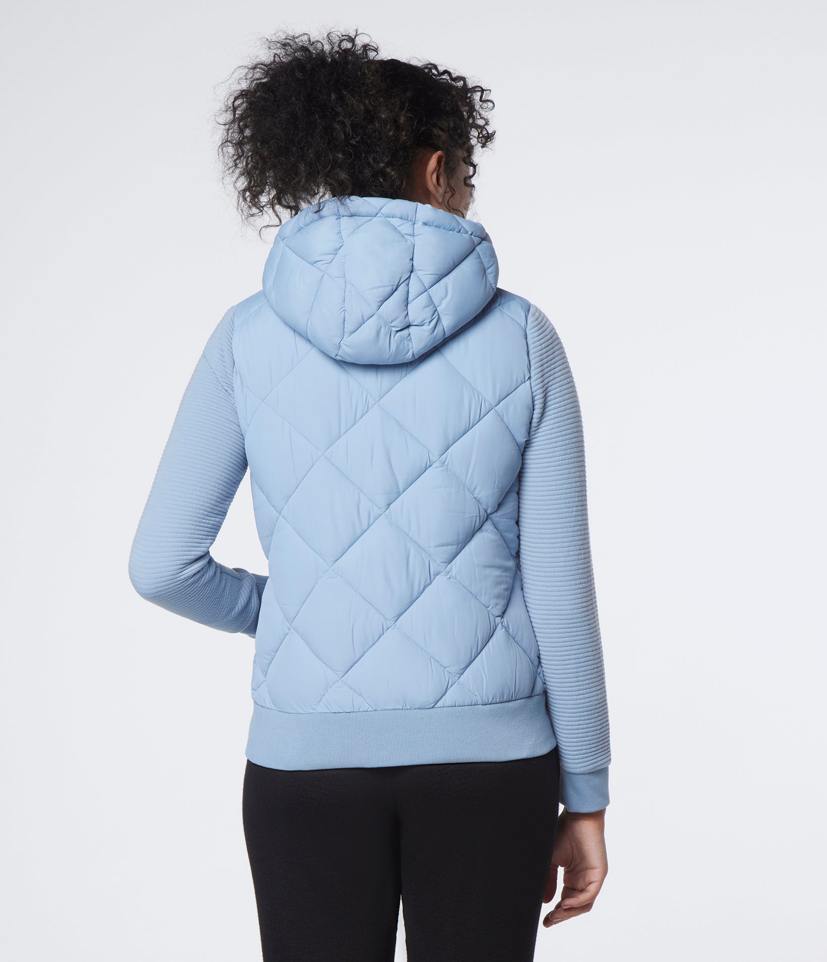 Hooded Jacket With Puff Knit Sleeve