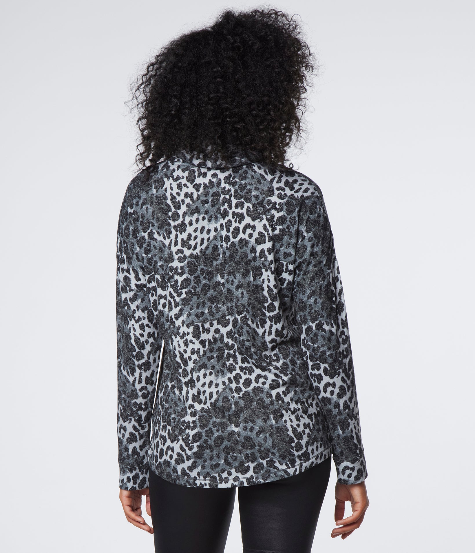 Long Sleeve Printed Cowl Neck Tunic