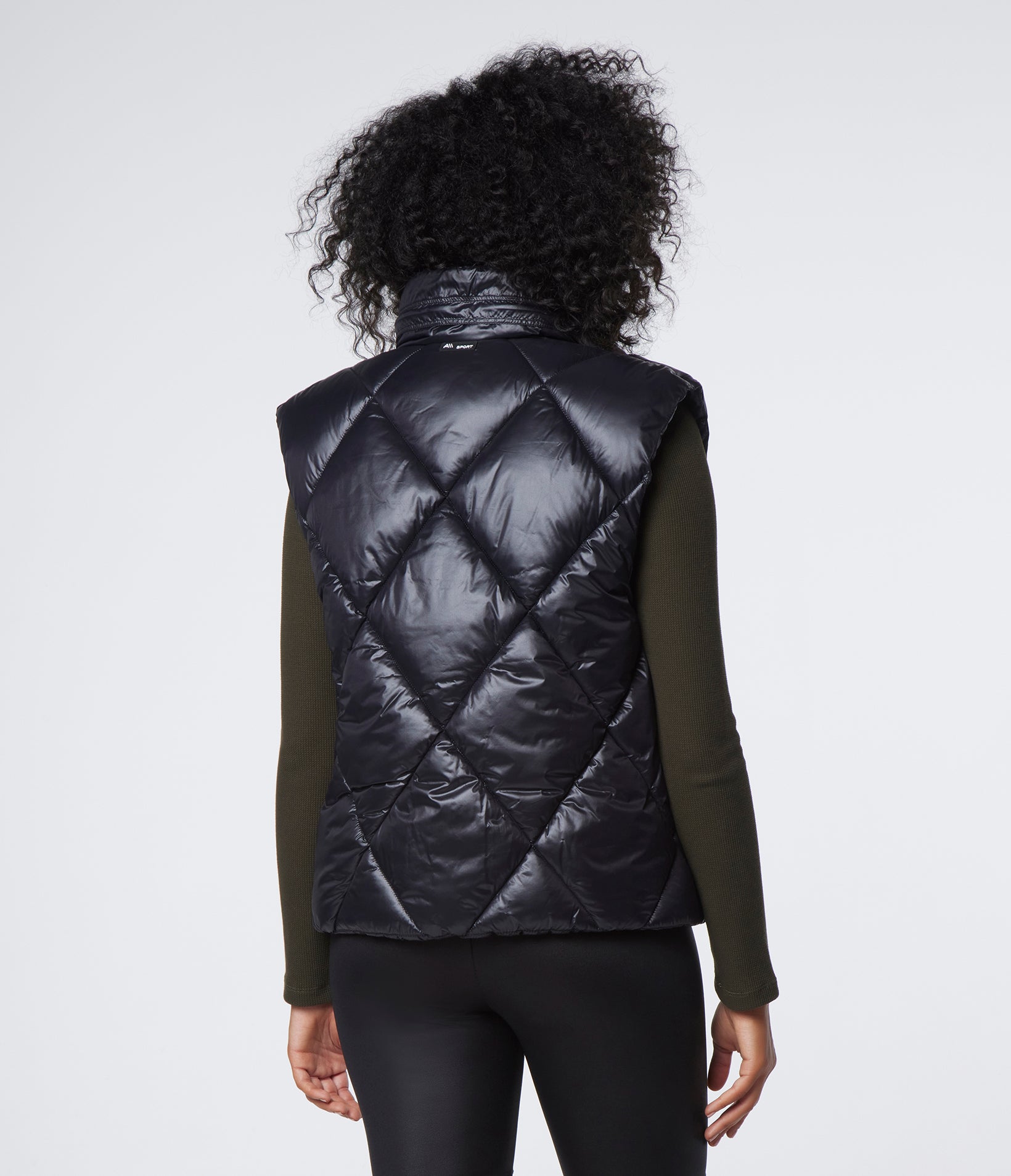 Large Diamond Quilted Vest With Hidden Rain Hood