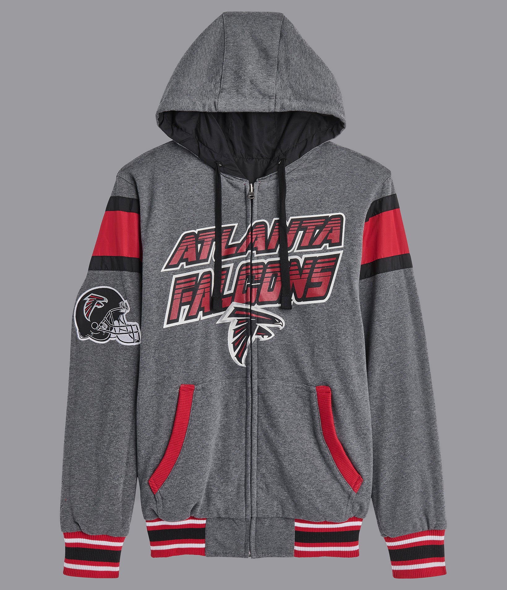 G III Sports by Carl Banks Men s Gray Red Atlanta Falcons Extreme Full Back Reversible Hoodie Full Z