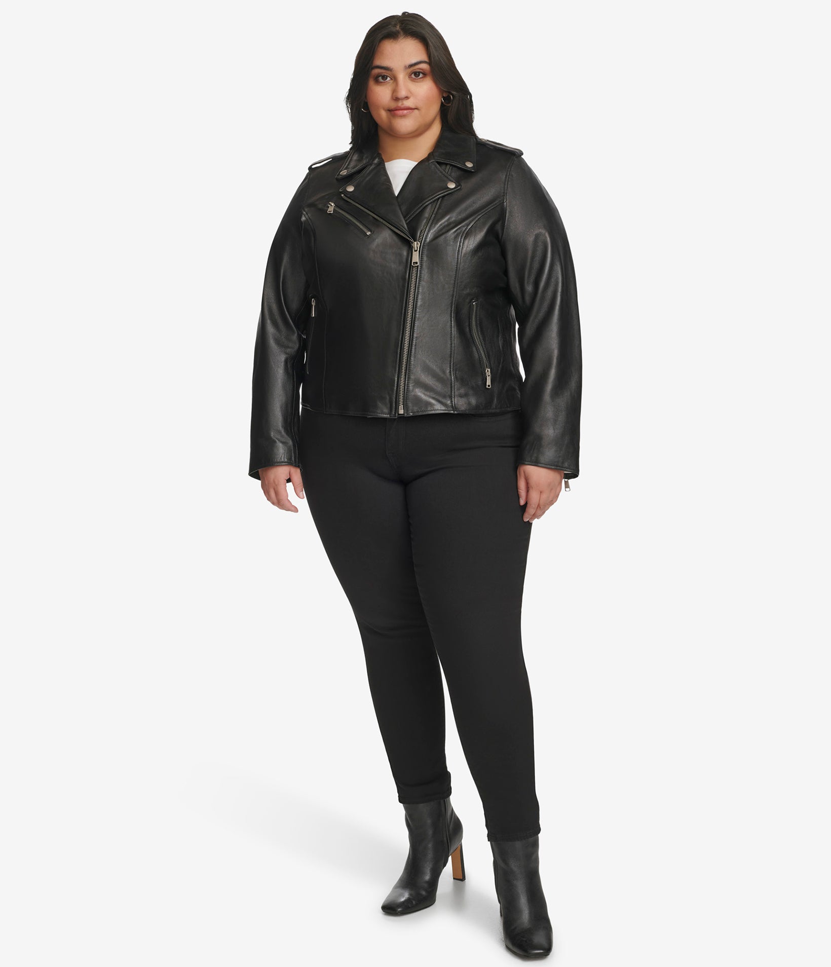 Plus Size Madeline Asymmetrical Leather Jacket