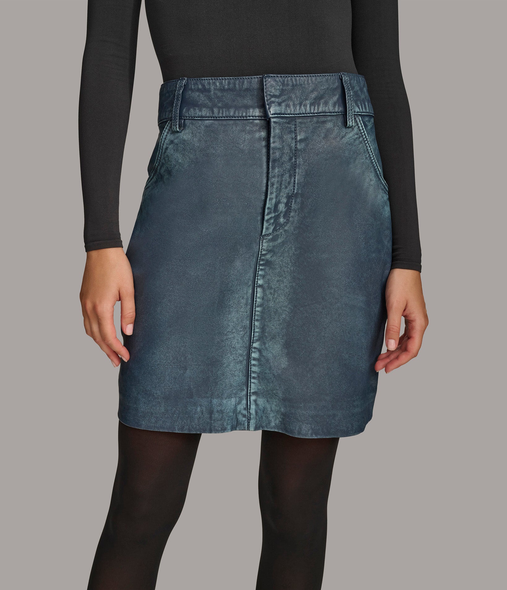 Rolled Hem Denim Mini Skirt Wilsons Leather