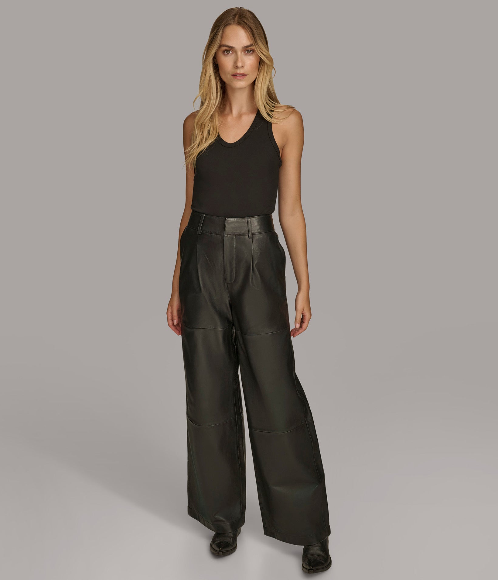 Wide Leg Leather Pant