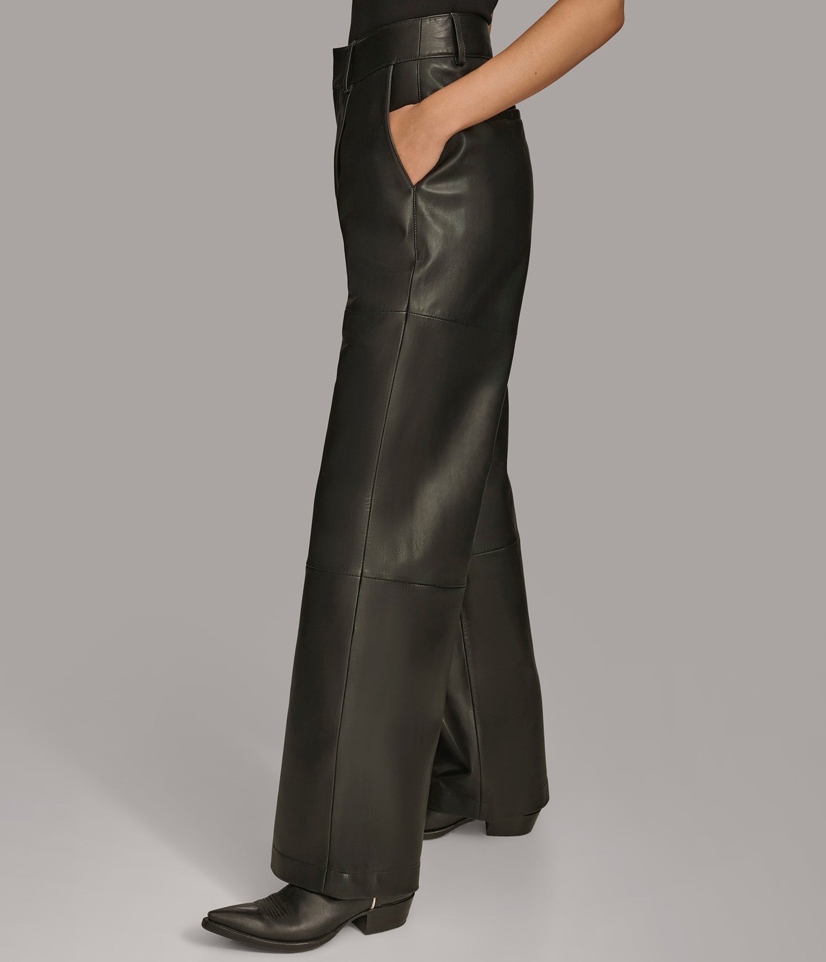 Wide Leg Leather Pant