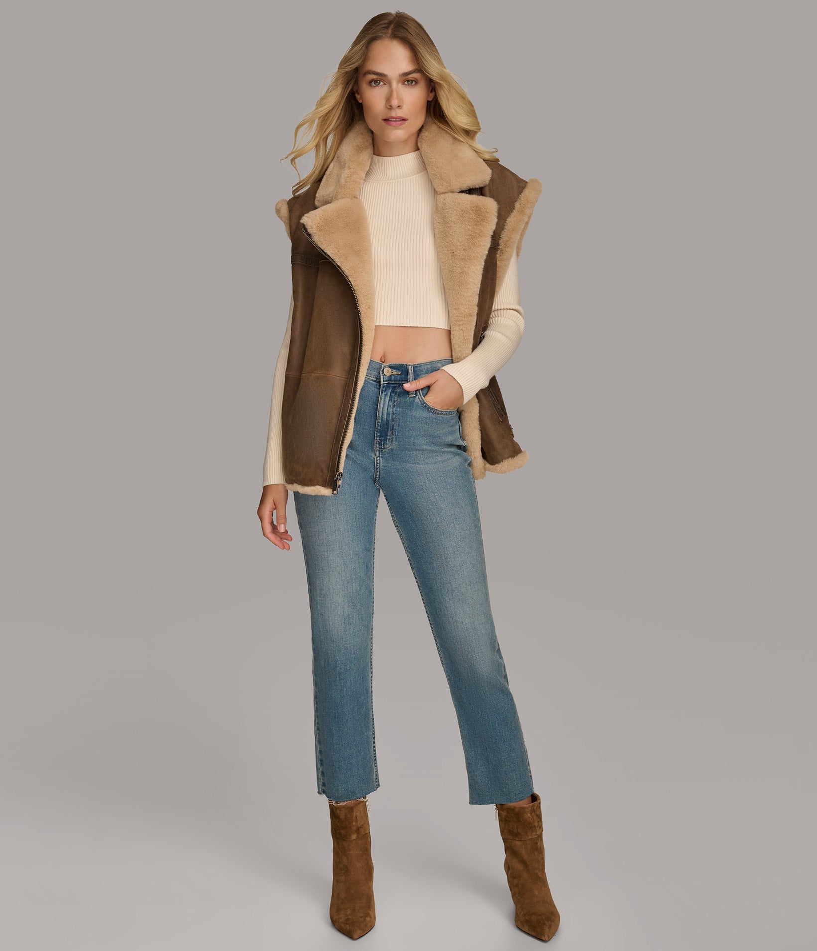 Kinsley Faux Shearling Moto Vest