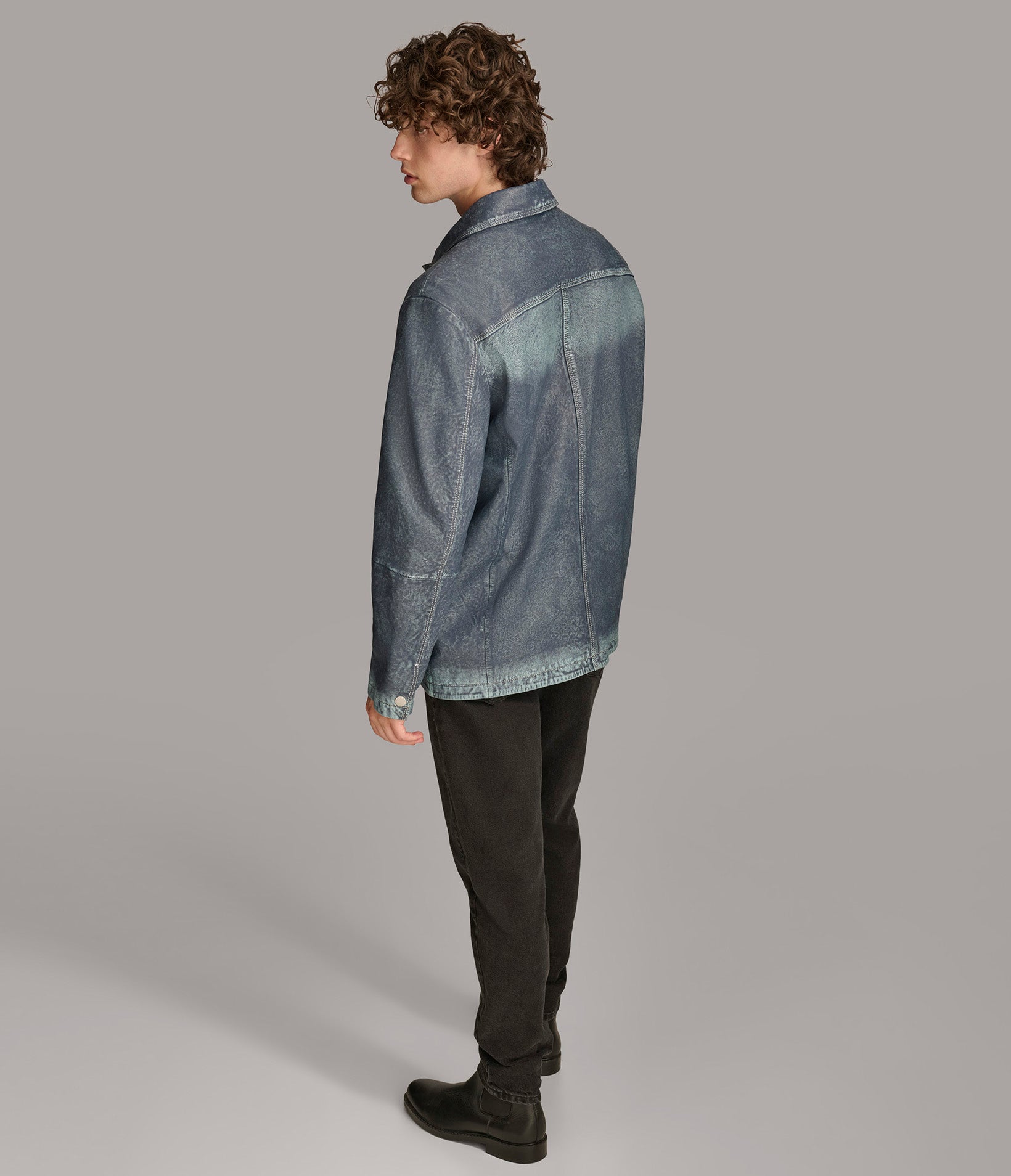 Nolan Denim Leather Shirt Jacket