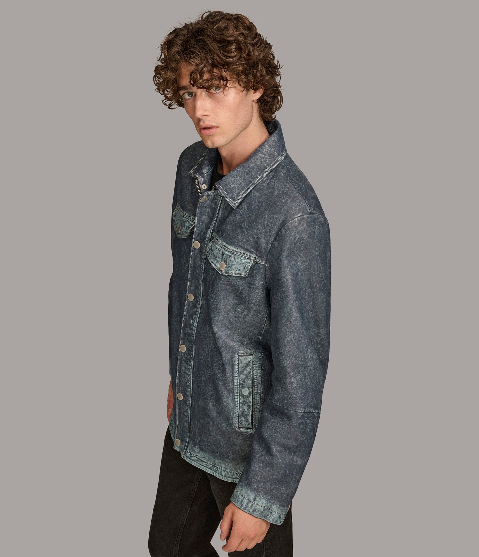 Nolan Denim Leather Shirt Jacket