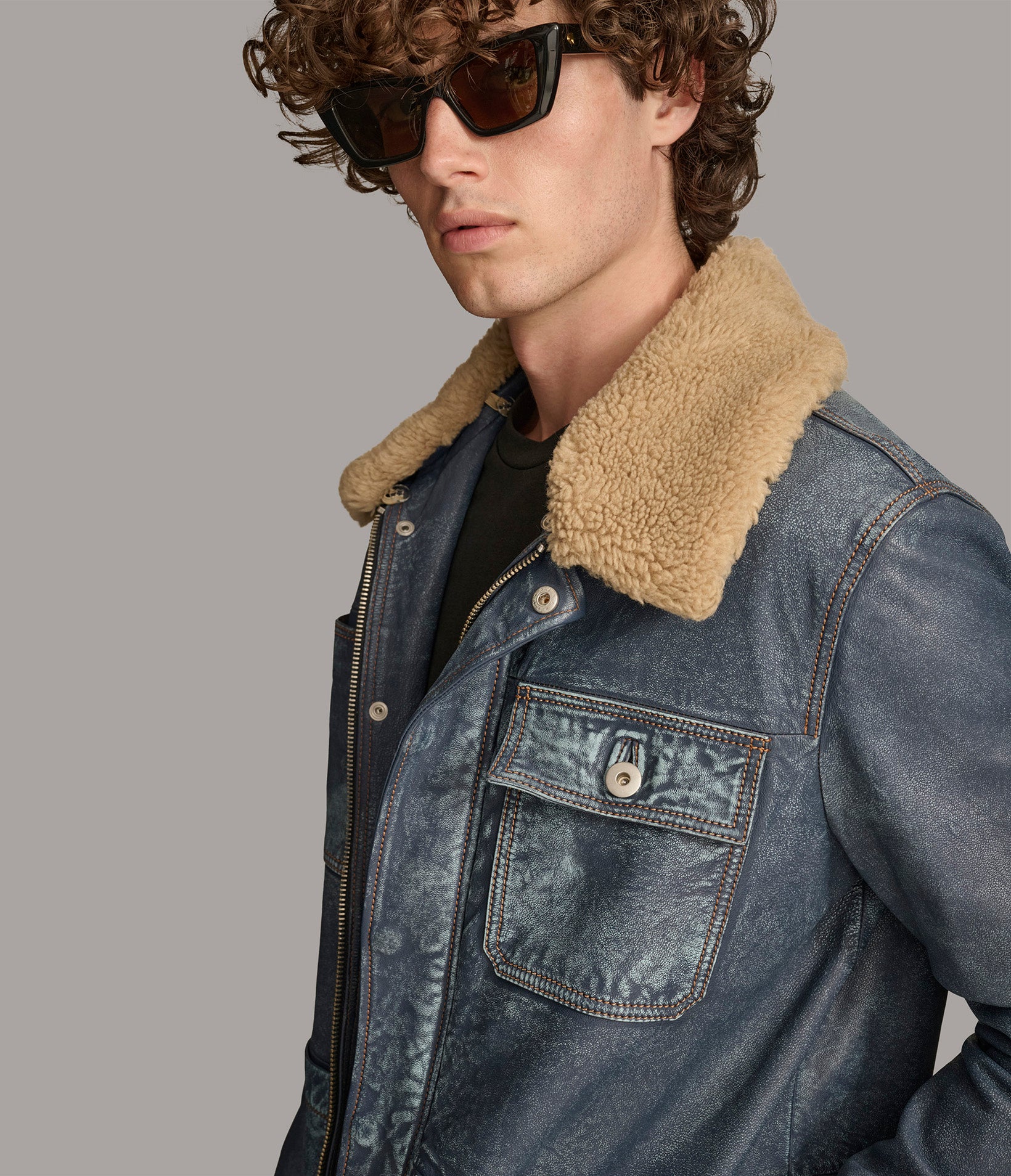 Wesley Denim Leather Chore Jacket