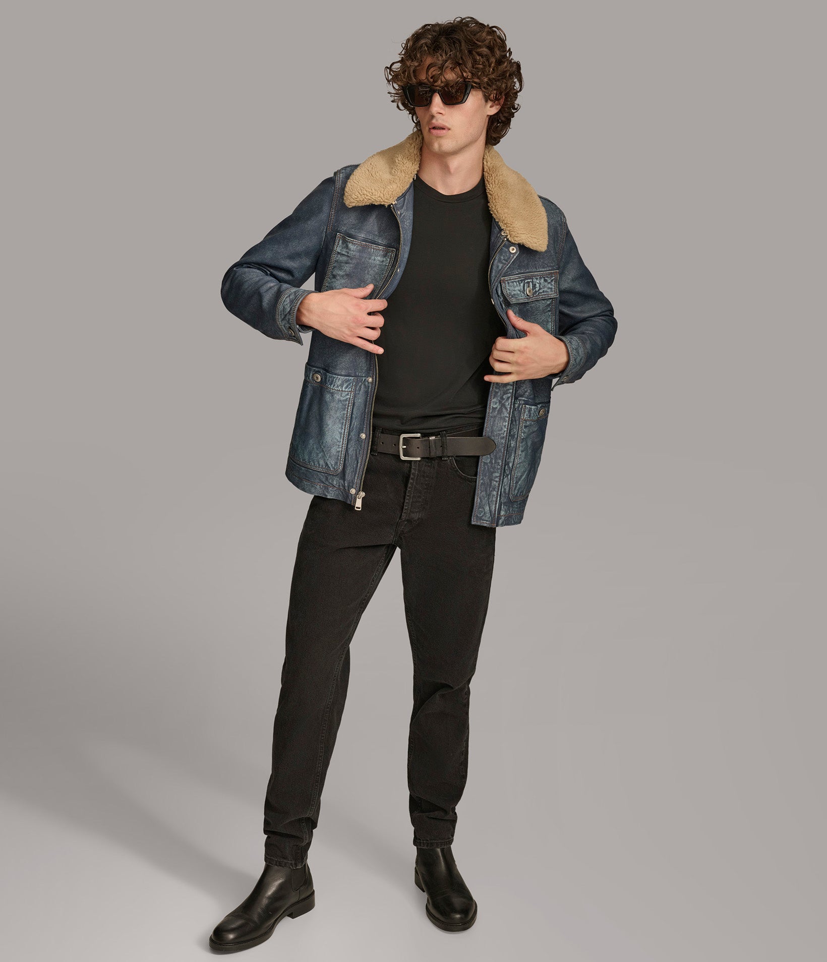 Wesley Denim Leather Chore Jacket