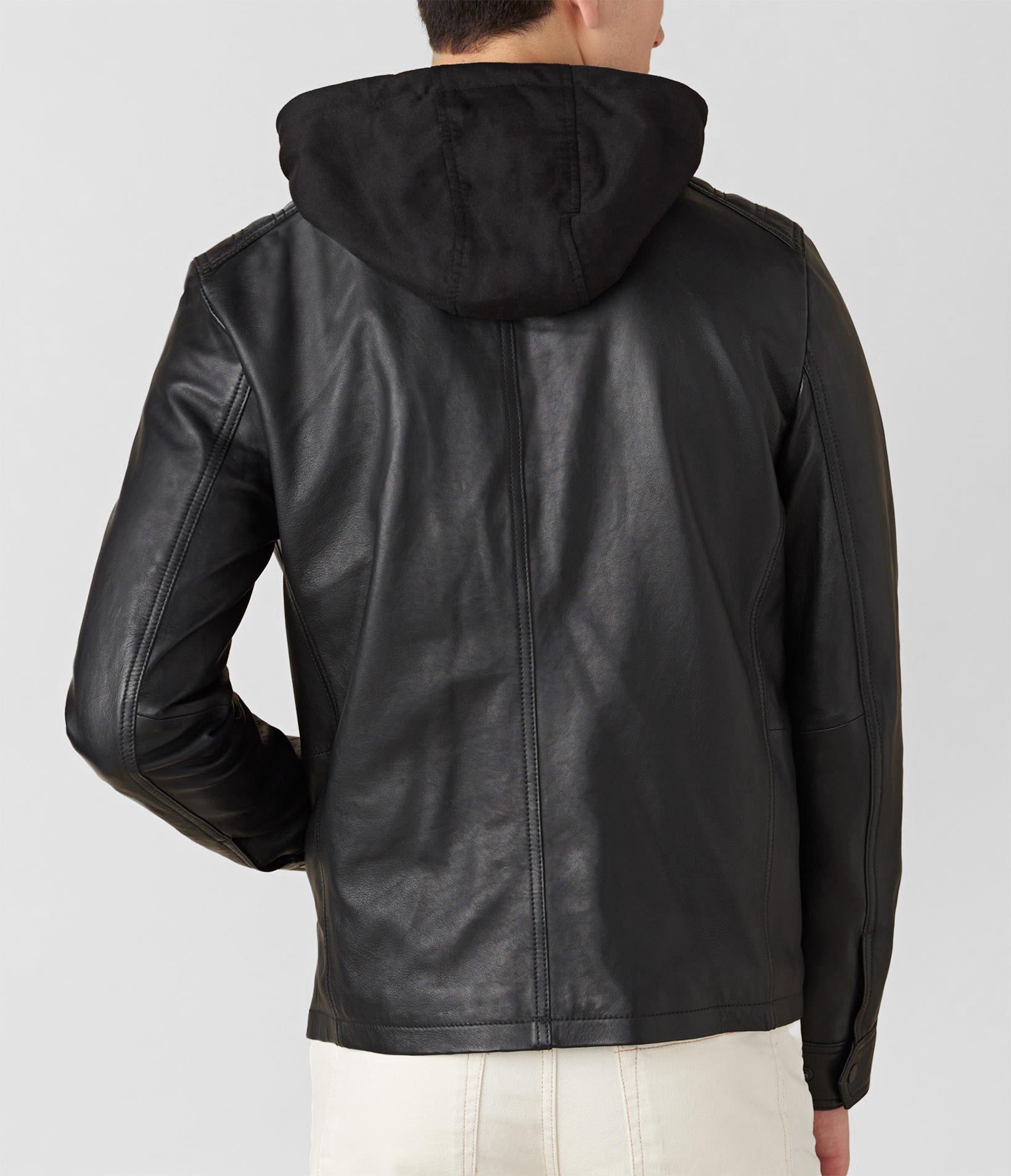 Blake Genuine Leather Jacket With Hood