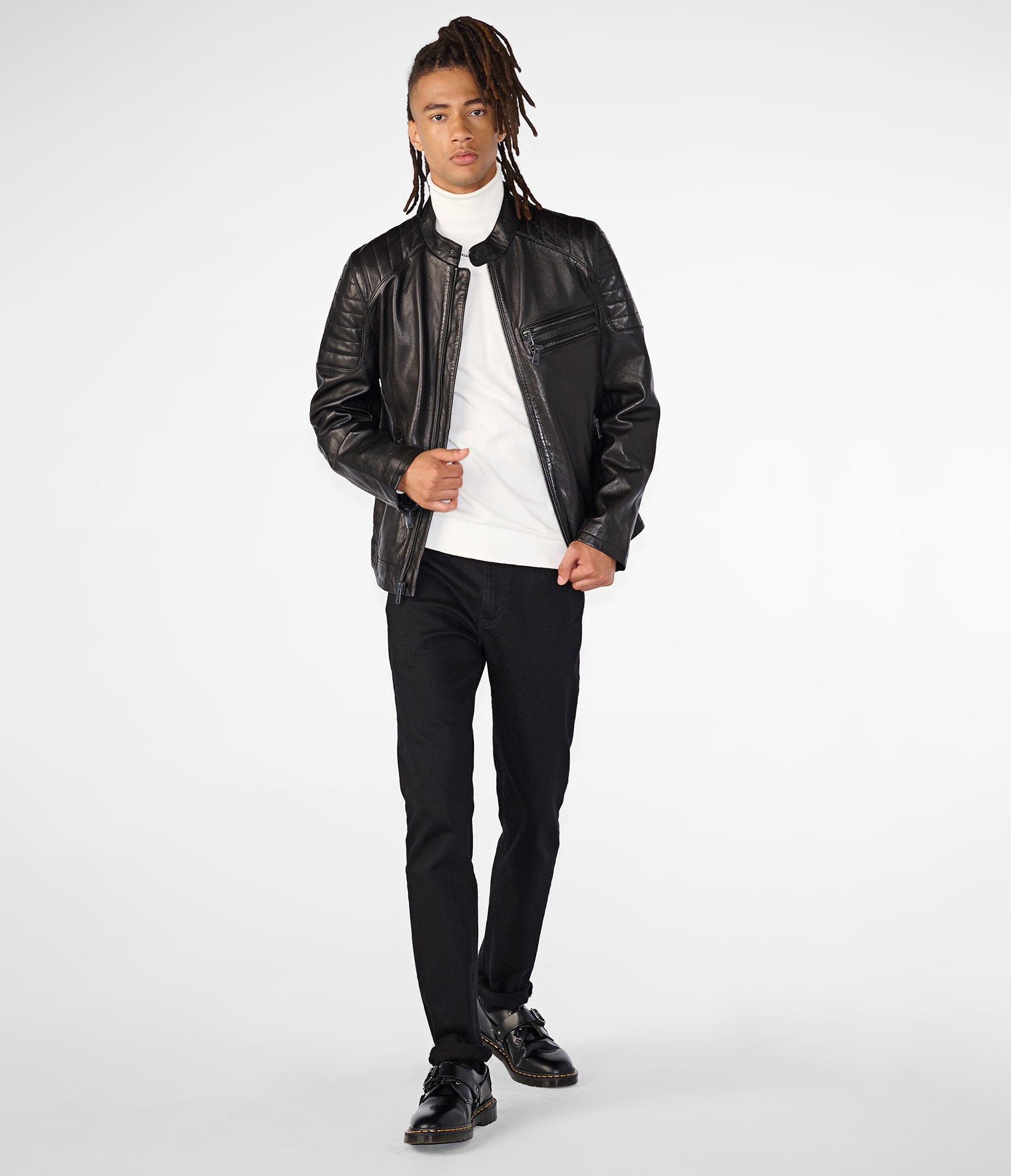 Jace Multi Pocket Racer Leather Jacket