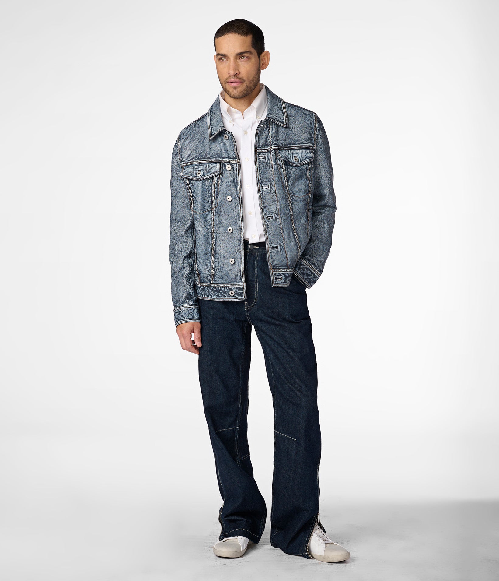 Chase Leather Jean Jacket