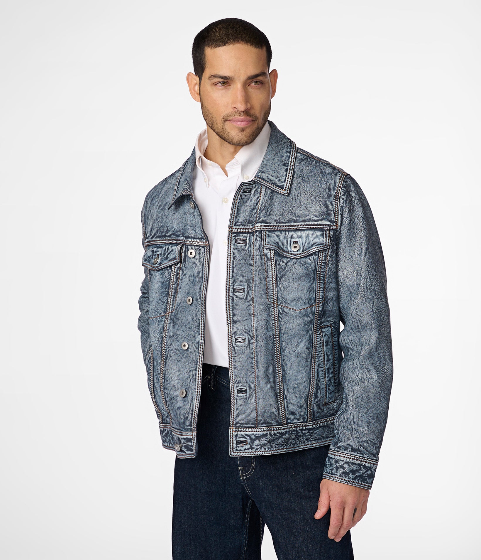 Denim jacket leather best sale