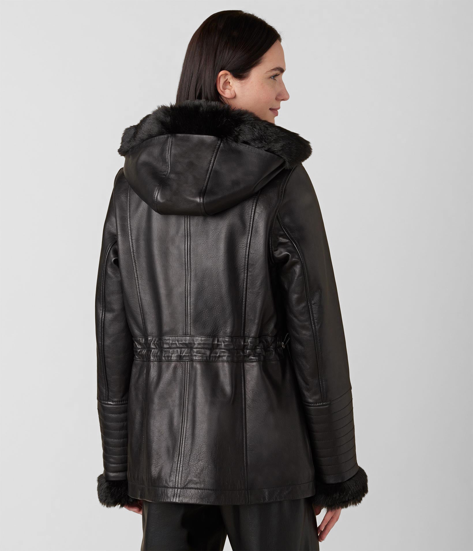 Heather Hooded Jacket With Faux Fur Lining Wilsons Leather