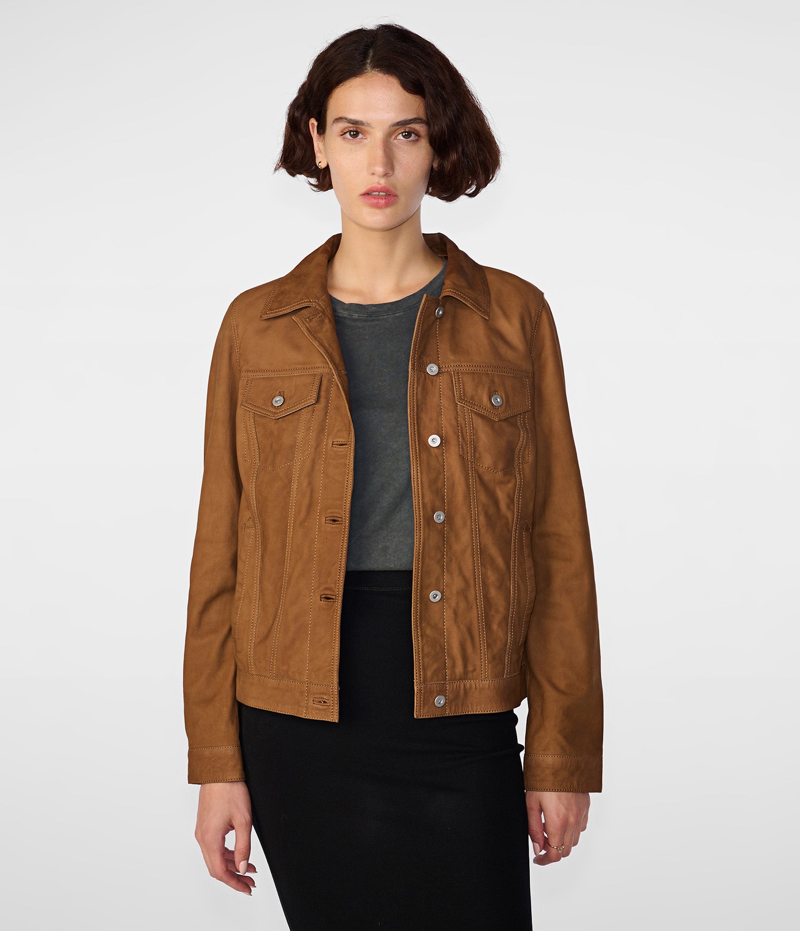 Chloe Leather Trucker Jacket Wilsons Leather