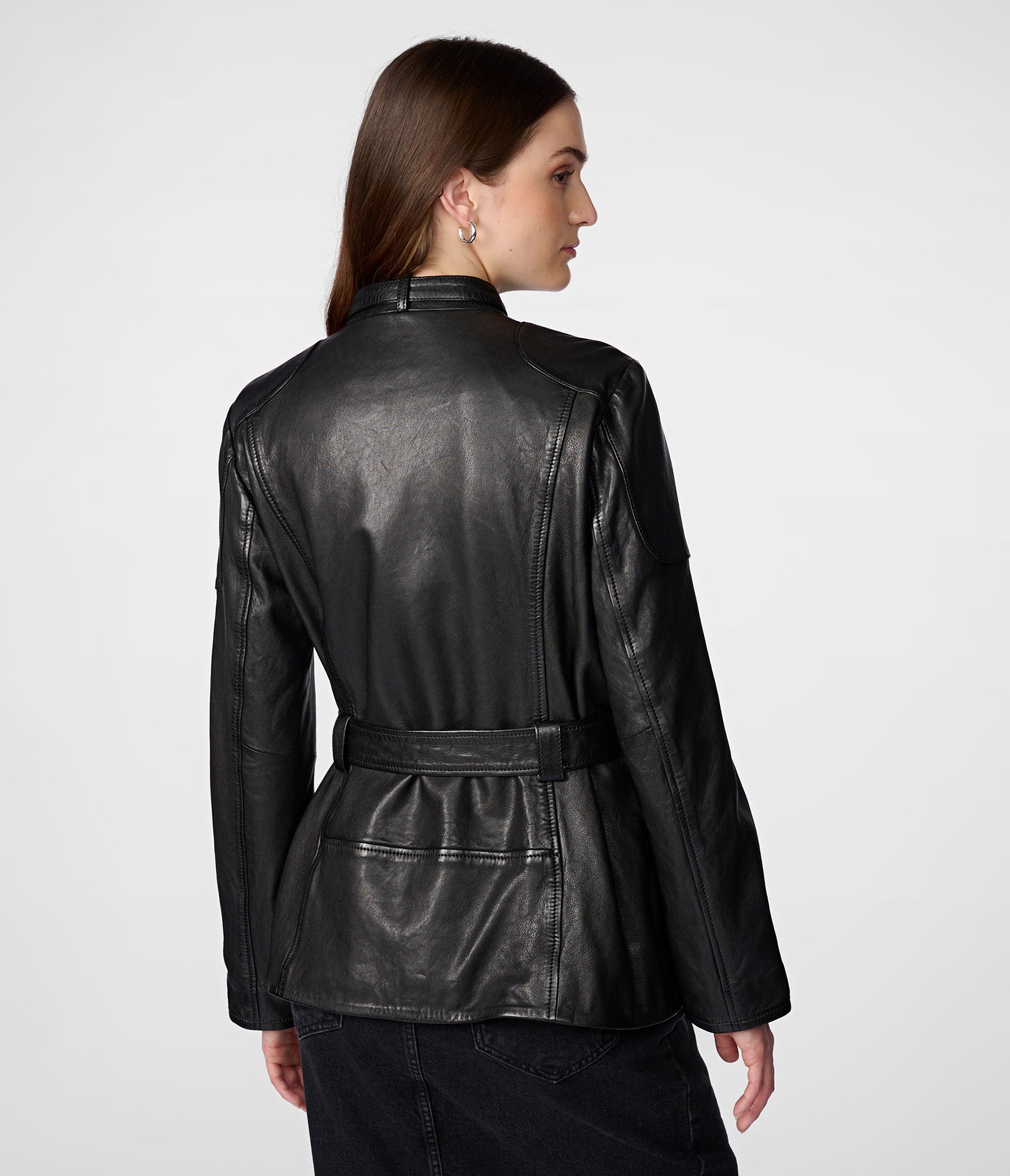 Lauren Long Belted Leather Jacket