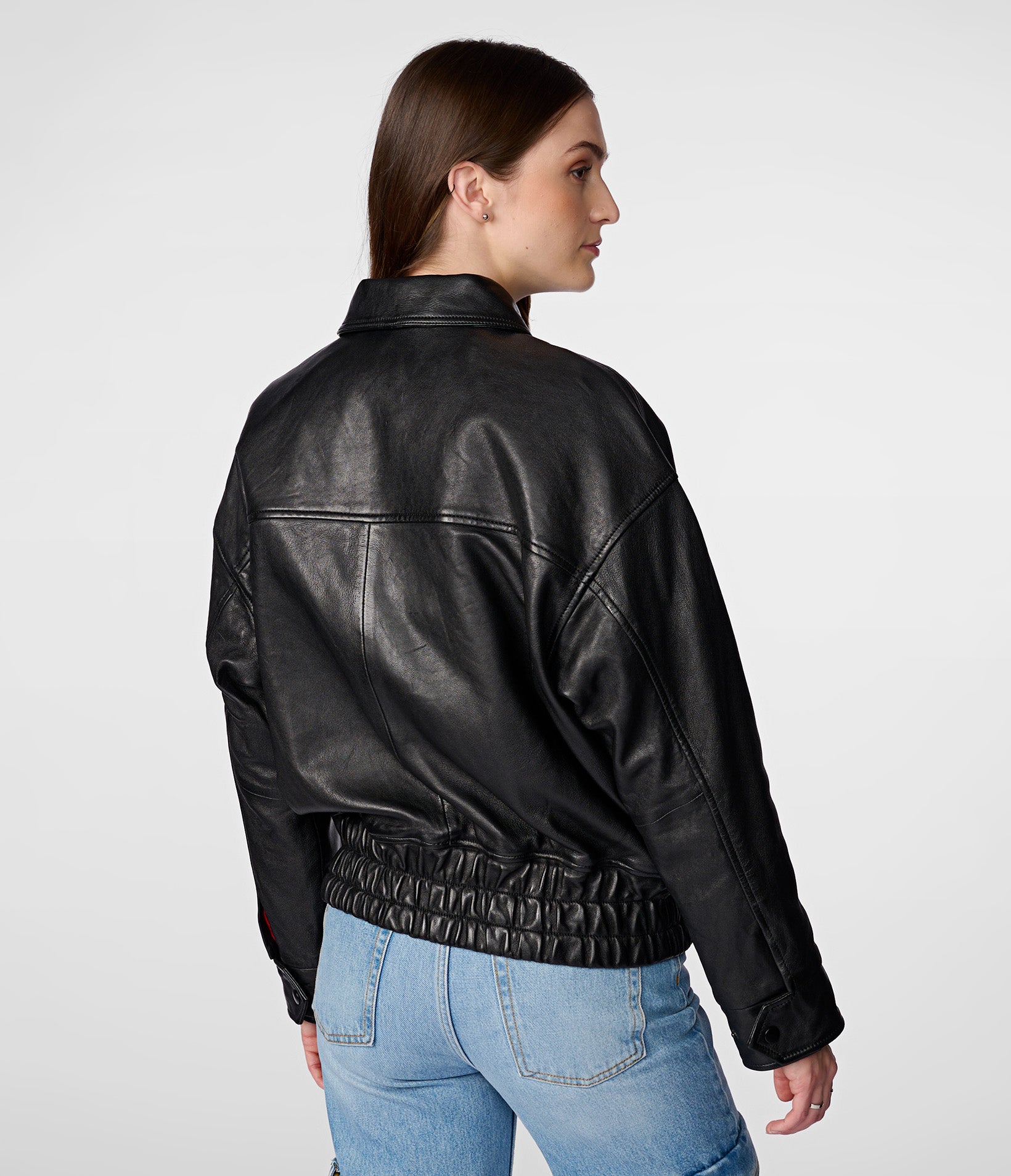 Mya Leather Aviator Jacket