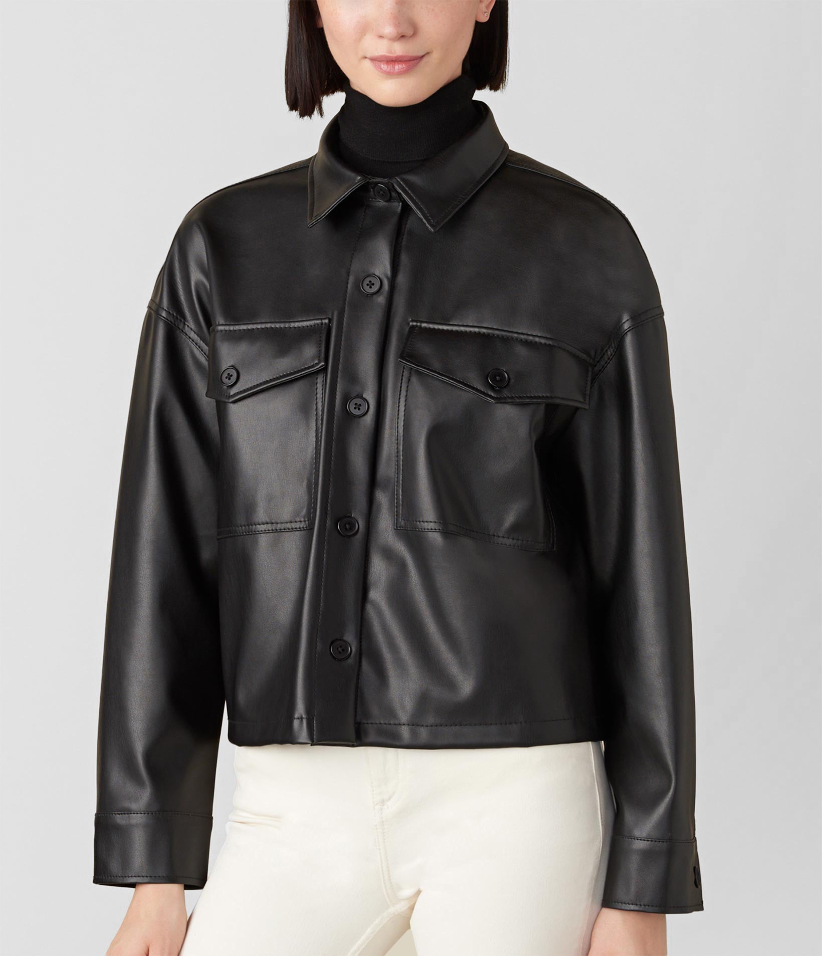 Kathy Faux Leather Button Up Shirt