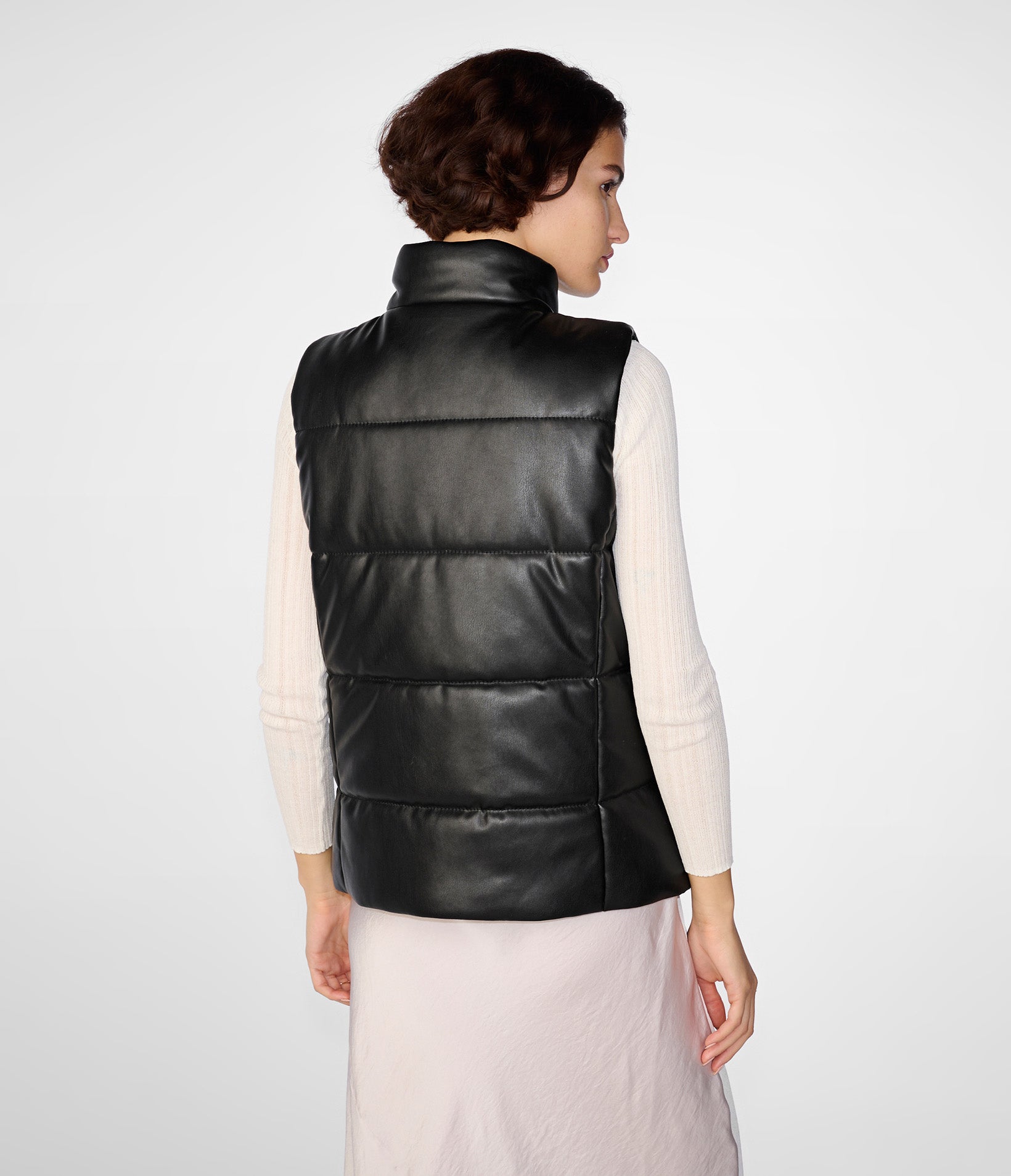 Faux Leather Puffer Vest