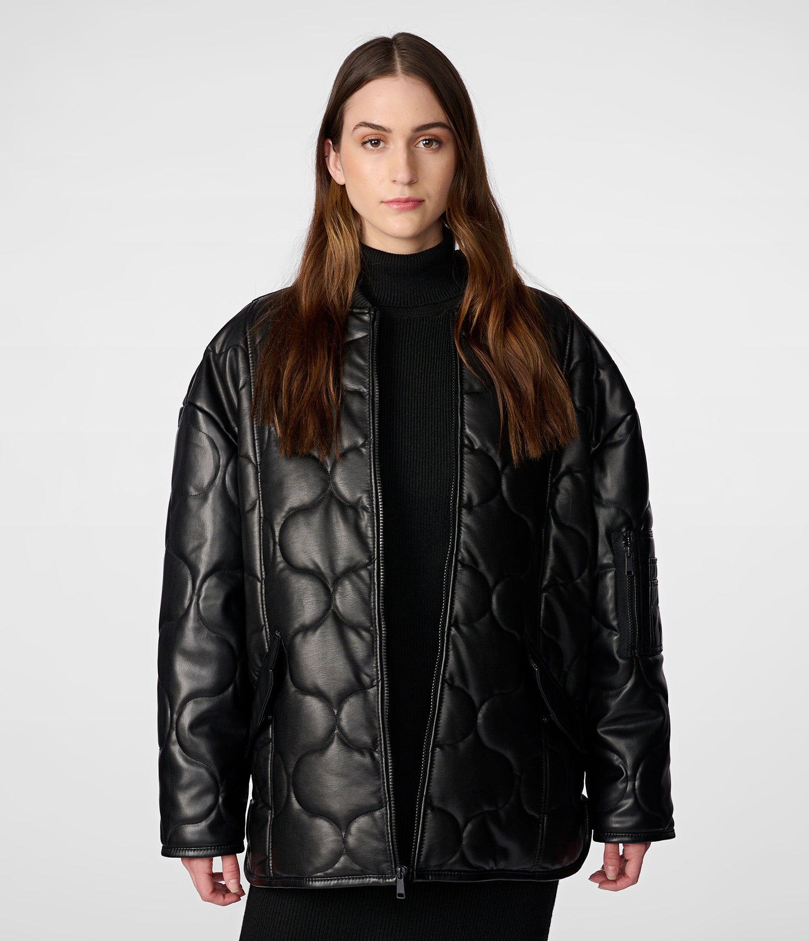 Faux Leather Oversized Quilted Jacket Wilsons Leather