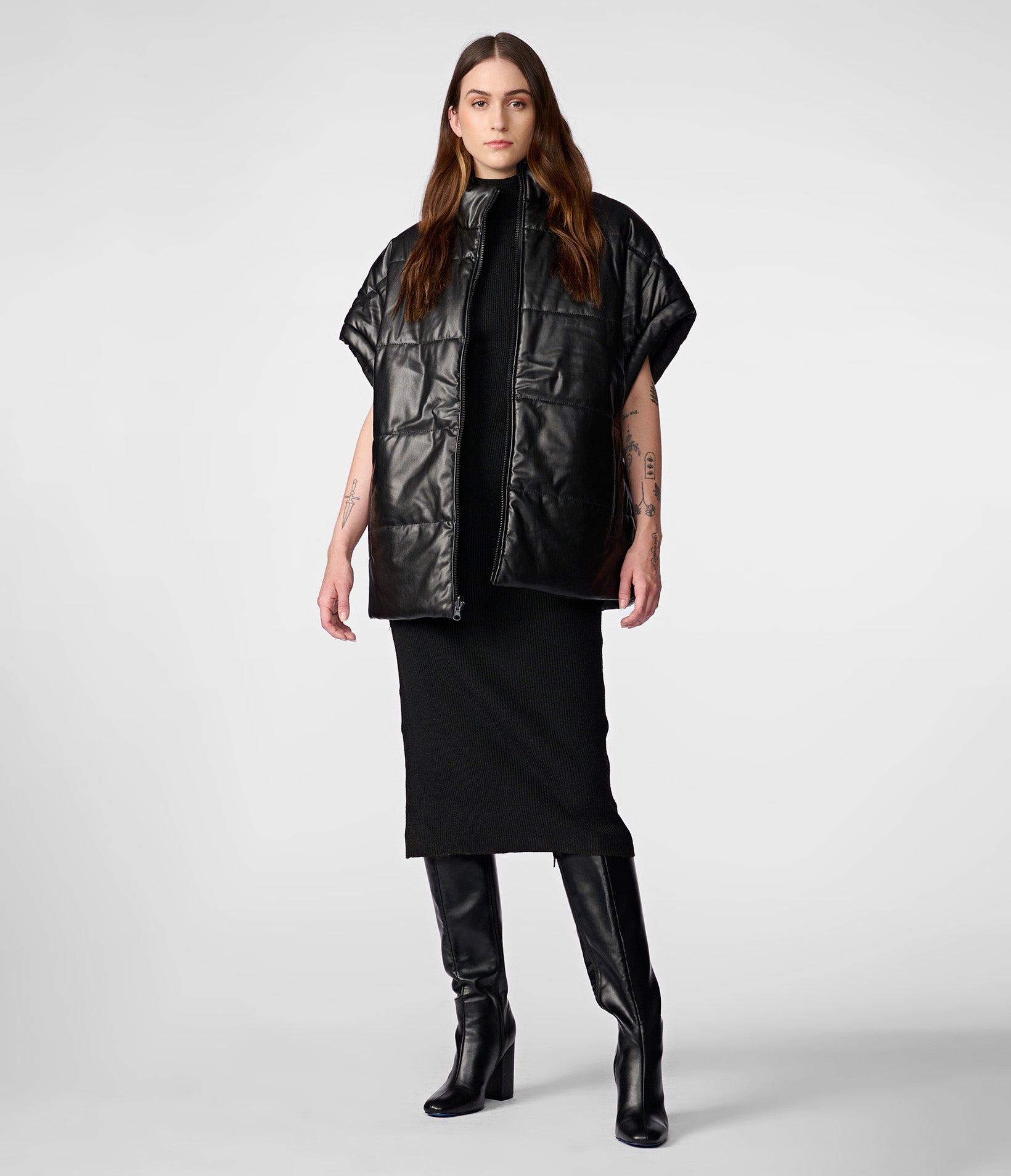 Faux Leather Reversible Oversized Vest